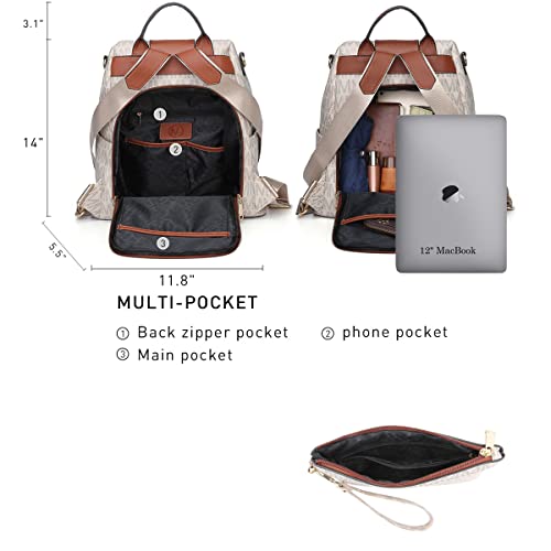 MKP COLLECTION Women Fashion Backpack Purse Multi Pockets Anti-Theft Rucksack Travel Shoulder Bag Handbag Set 2pcs
