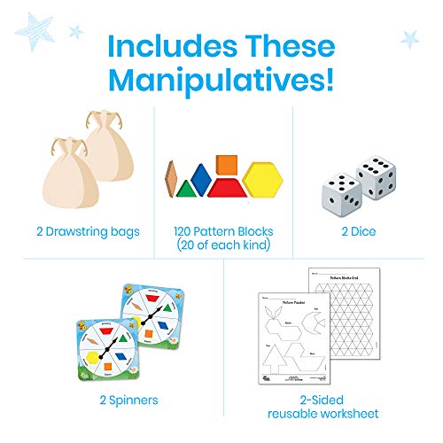 hand2mind Foam Pattern Blocks, Foam Shapes, Geometric Shapes for Kids, Pattern Play, Toddler Pattern Blocks, Shapes for Kindergarten, 3D Shapes Manipulatives, Sorting Math (Set of 100)