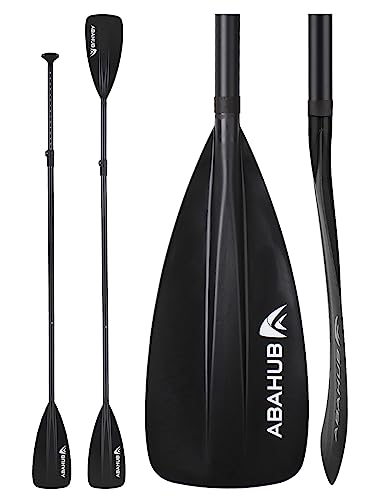 Abahub SUP Paddles - 3 Piece Adjustable Stand up Paddle - Lightweight Oar for Paddleboard, Aluminum Alloy PU Coated Shaft 68" - 86", Black Plastic Nylon Blade