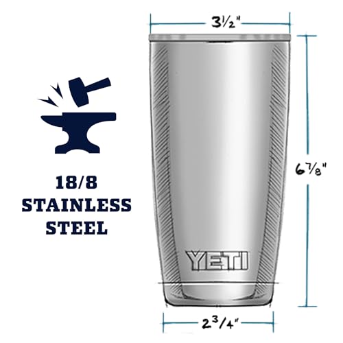 YETI Rambler 20 oz Tumbler, Stainless Steel, Vacuum Insulated with MagSlider Lid, Folds of Honor - Navy