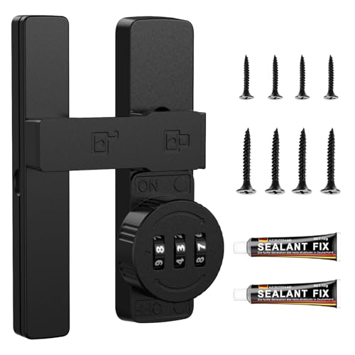 Barn Door Lock,High-Security Barn Door Latch,90/180 Degree Door Lock, Mechanical Password Lock,Easy Installation,Suitable for Garden, Bathroom,Barn Door, Garage, Window
