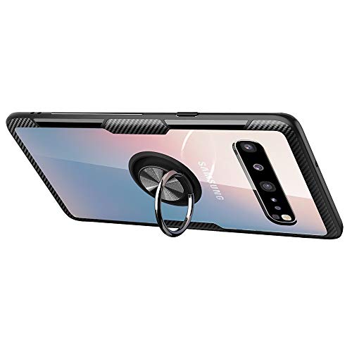 Phone Case for Samsung Galaxy S10 with Tempered Glass Screen Protector Clear Cover and Magnetic Rubber Stand Ring Holder Slim Hard Cell Accessories Glaxay S 10 Edge Gaxaly 10S GS10 X10 Cases Men Blue