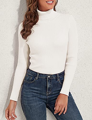 PrettyGuide Women's Ribbed Turtleneck Long Sleeve Sweater Windsor Wine S
