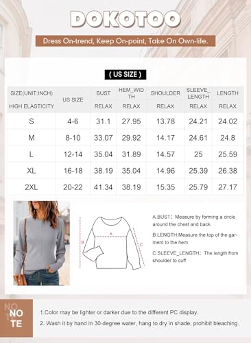 Dokotoo Sweaters for Women 2024 Trendy Crewneck Long Lantern Sleeve Casual Loose Ribbed Knit Sweater Solid Soft Pullover Jumper Tops Yellow Medium