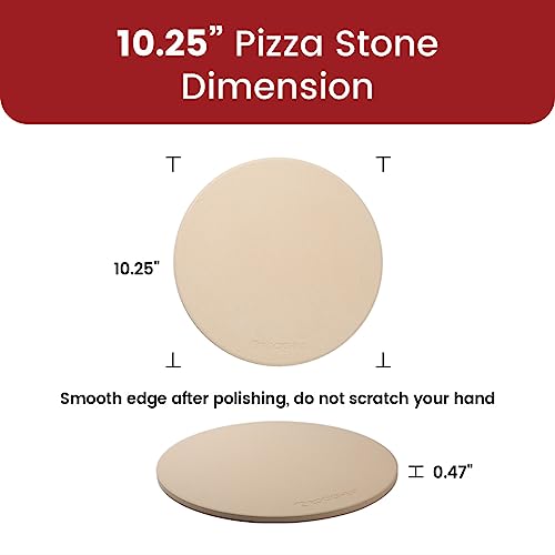 K ROCKSHEAT 10.25 Inch Pizza Stone for Grill, Small Bread Baking Stone for Oven, Cordierite Pizza Grilling Stone 10.25" Round