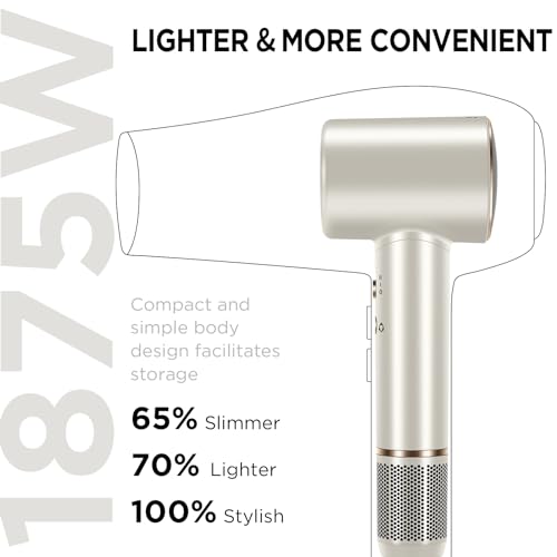 PARWIN PRO BEAUTY Air-Sonic Hair Dryer with Diffuser, HD-LED Display & 110, 000 RPM High Speed Ionic Blow Dryer, 1 1/4 Inch Left & Right Air Auto-Wrap Curlers, Champagne Silver Professional Version