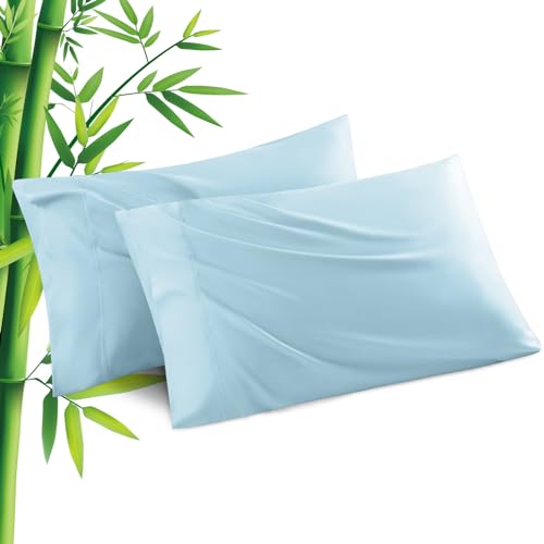 Pillowcases Standard Size 2 Pack, Cooling Viscose Pillow Cases with Envelope Closure, Cool & Breathable Pillow Cover for Hot Sleepers and Night Sweats, 20" x 26"