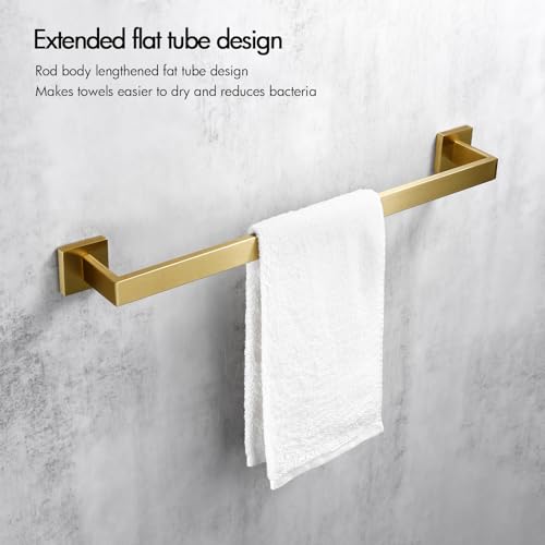 Bagnolux 22 Inch Gold Bathroom Accessories, Gold Towel Rack for Bathroom Wall Mounted Towel Bar, Heavy Duty Modern Brushed Gold Bathroom Towel Holder Wall Single Towel Rod, Brushed Old Gold