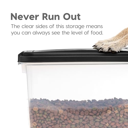 IRIS USA Airtight Dog Food Storage Container, Up to 30 lbs, Attachable Wheels, for Dog Cat Bird and other Pet Food Storage Bin, Keep Fresh, Easy Mobility, BPA Free, Black