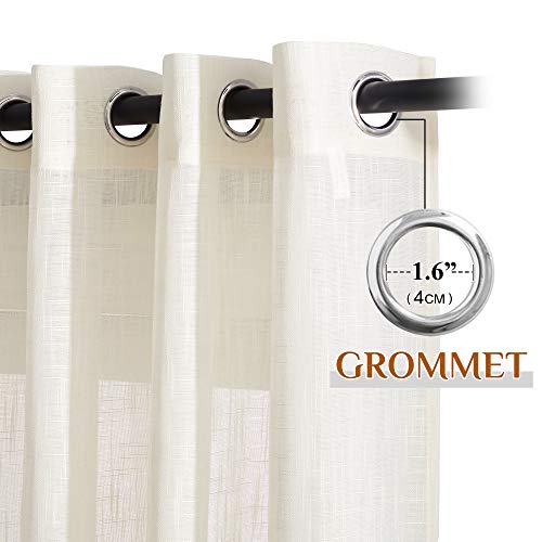 NICETOWN Grommet Faux Linen Sheer Curtains, 2 Panels