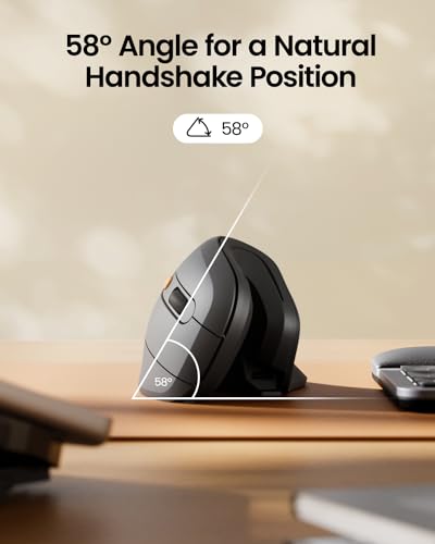 ProtoArc Ergonomic Vertical Mouse, EM11 NL Bluetooth Mouse Wireless, Ergo Mouse with 3 Multi-Device for PC/Notebook/Laptop, USB-C Rechargeable Mice for Windows, Mac OS