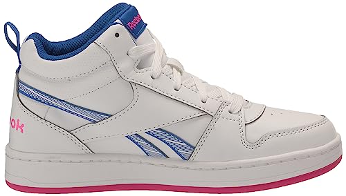 Reebok Girls Royal Prime Mid 2.0 Sneaker, White/Electric Cobalt/Laser Pink, 11 Little Kid