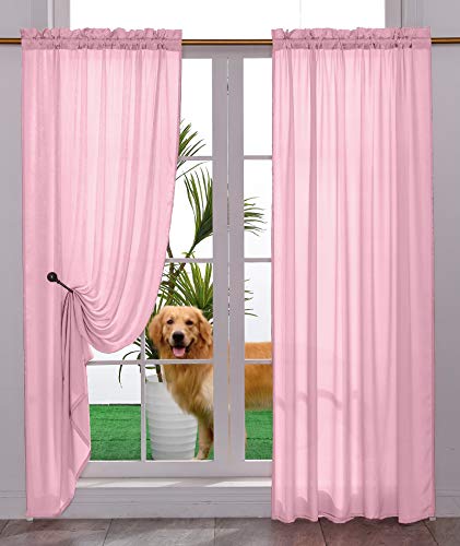 Yancorp Non-See-Through Velvet Opaque Privacy Curtains 2 Panels Drapes for Living Room Bedroom Doorway Divider Semi Sheer Curtain Kithen Window Panels (Baby Pink, W52 X L63)