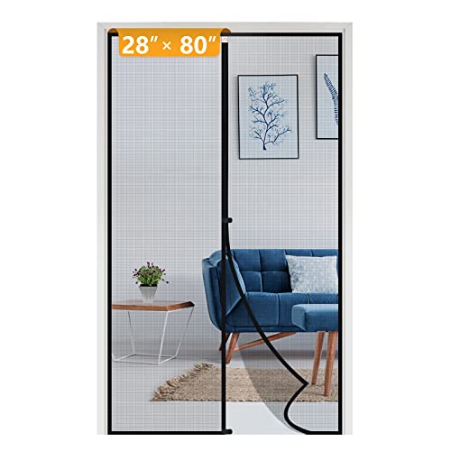 Yotache Magnetic Screen Door Fits Door Size 48 x 80, Screen Size 50" x 81" Door Screen Magnet for Walk Through Sliding Door Black