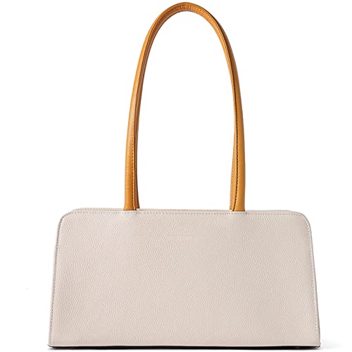 BOSTANTEN Women Designer Handbags Genuine Soft Leather Top Handle Purses and Handbags Satchel Shoulder Bag， Beige
