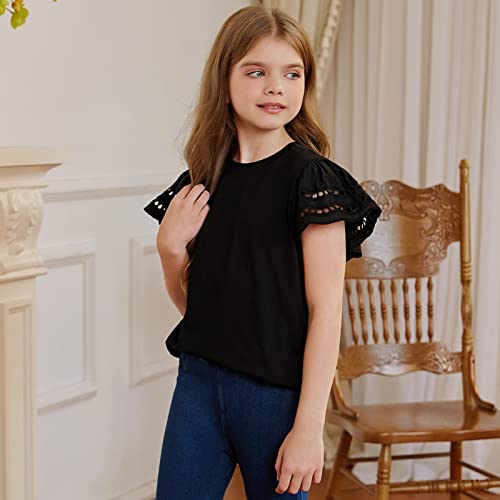 blibean Young Girl Long Sleeve Shirt Little Kid Fall Top Blouse Dress Clothing Age 10T-11T (Size 10-11 Year) Black