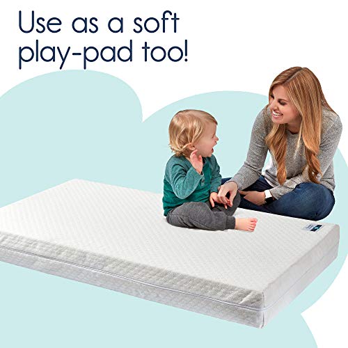 hiccapop Baby Crib Mattress - Dual Sided w/Firm Side for Babies & Soft Memory Foam Side for Toddlers - Memory Foam Crib Mattress - Toddler Bed Mattress - Baby Mattress