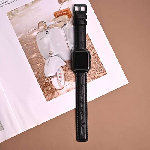 ANNEFIT Quick Release Leather Watch Bands 22mm, Alligator Grain Calfskin Replacement Strap, Stainless Steel Gold Buckle (Dark Brown)