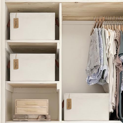 CHICVITA Storage Bins for Shelves, Closet Bins for Organization, Storage Baskets for Towels, Rectangle Basket for Bedroom, Collapsible Storage Bins, 14 ¾" L x 10 ¼" W x 8 ¼" H, Beige, 2-Pack