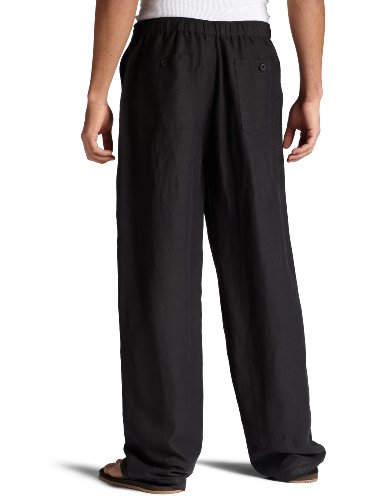 Cubavera Men's Linen-Blend Pants with Drawstring (Size Small-5X Big & Tall), Jet Black, 1X/30 Inseam