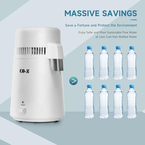 CO-Z Distilled Water Maker, 1 Gallon Water Distiller, 4L Home Countertop Water Distiller Machine, Table Desktop Water Distill Distilling Purifier Purification Filter, Home Pure Clean Water Device