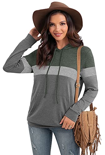 PrinStory Sweatshirts For Women Pullover Tunic Tops Fall Outfits 2023 Y2K Winter Clothes Camo Army Green S