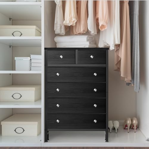 BOLUO White Chest of Drawers for Bedroom Dresser with 6 Drawer Fabric Dressers for Closet Girls Modern