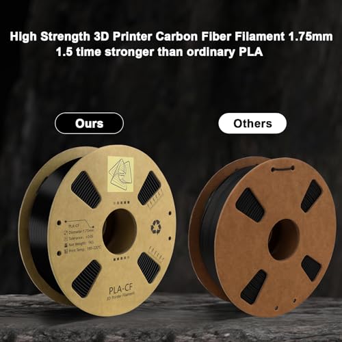 Carbon Fiber Filament 1.75mm - Reinforced 3D Printer Filament - Black pla 3D Filament - PLA-CF 1.75 Filament - 340m Spool (2.2 LBS) for 3D Printers