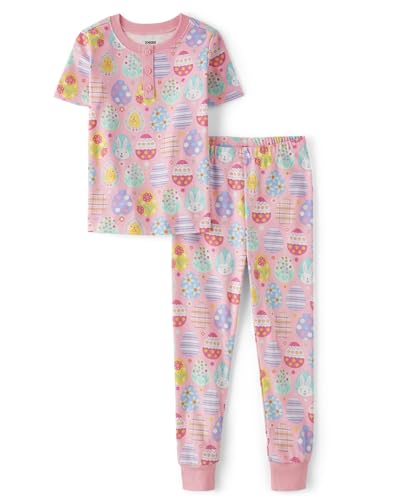 Gymboree,and Toddler Easter Gymmie Short Sleeve Top and Pant Cotton 2-Piece Pajama Sets,Easter Pink Print,12