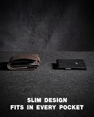 RUNBOX Mens Slim Wallet with Money Clip RFID Blocking Bifold Credit Card Holder for Men with Gift Box