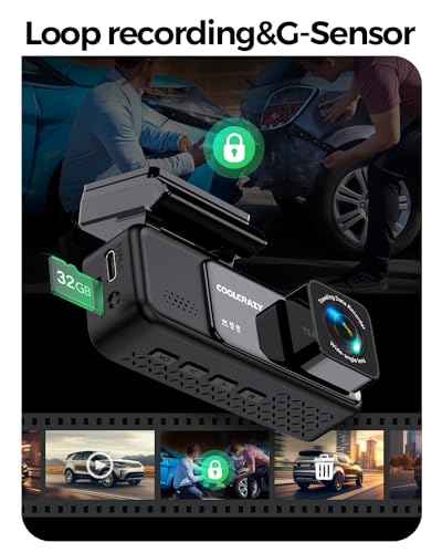 COOLCRAZY Dash Cam 4K Front, Built-in WiFi GPS Dash Camera for Cars, 3.2" IPS Screen Dashcam with App Control, Free 32G Card, 170°Wide Angle, 24H ParkingMode, WDR, Night Vision, G-Sensor