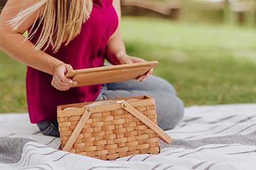 PICNIC TIME Poppy Personal Picnic Basket, Insulated Bag, Retro Lunch Box, One Size, Beige