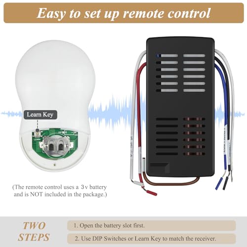 Universal Ceiling Fan Remote Control Kit, Compatible with Hunter, Harbor Breeze Hampton Bay, 3-Speed Control Fans with Dimmer, Remote Works with Hunter 99122 99123 99600