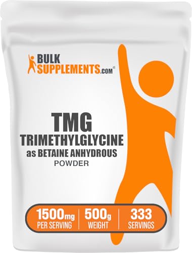 BulkSupplements.com TMG Powder - Trimethylglycine as Betaine Anhydrous, TMG Supplement - Trimethylglycine Supplement, Gluten Free - 1500mg per Serving 500g (1.1 lbs) (Pack of 1)