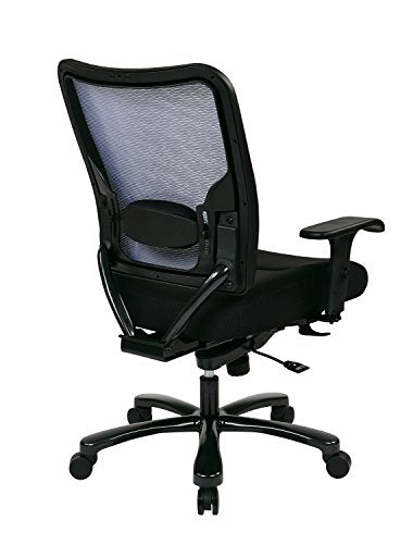 Space Seating 75 Series Air Grid Big and Tall Deluxe Ergonomic Office Chair with Thick Padded Seat and 400 lb. Limit, Black, Mid-Back