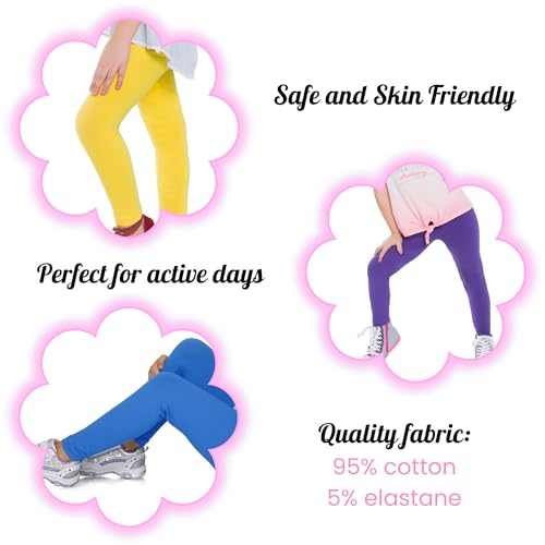 hi!mom Girls Cotton Leggings Kids Pants Plain Full Length Children Trousers Age 2-13 White