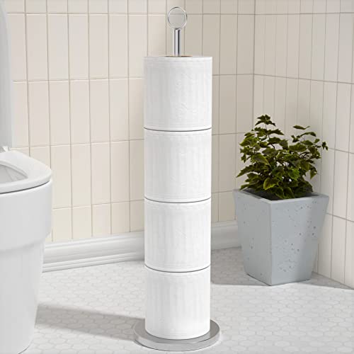 Toilet Paper Holder Stand(with Reserve Function), Free-Standing Stainless Steel Stand for Bathroom & Toilet Spare Rolls Storage