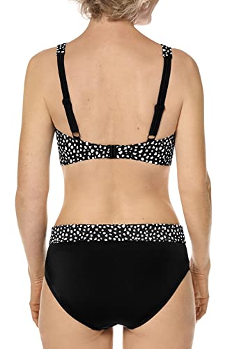 Amoena Womens Manila High Neckline Wire-Free Bikini Top Mastectomy Pocketed Swimwear Black/White 14 A