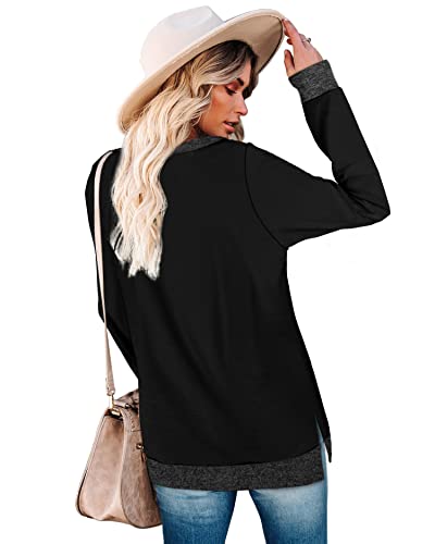Soft Sweatshirts for Women Fall Lightweight Sweaters And Tops 3XL tunic-shirts Women's Tunics Black