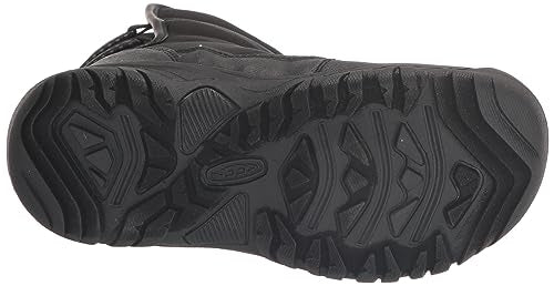 KEEN Puffrider Insulated Waterproof Durable Easy On Snow Boots, Black/Steel Grey, 5 US Unisex Big Kid