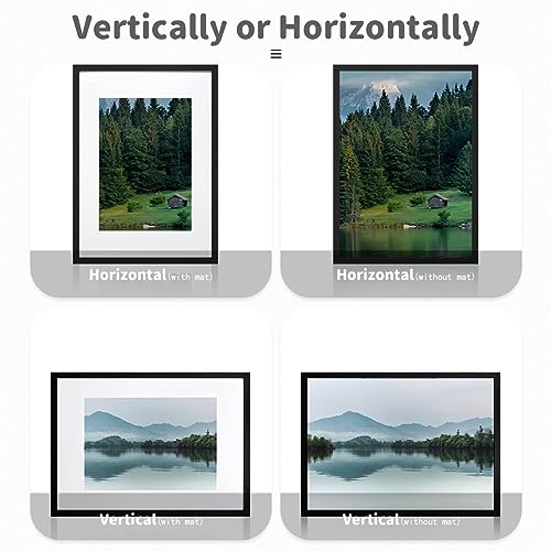 8.5x11 Picture Frame, Wall Gallery Photo Frames,Stable and Sturdy Black Frame with High Definition Plexiglass,8.5x11 Poster Photo Frame,Horizontal and Vertical Formats for Wall Hanging, Black