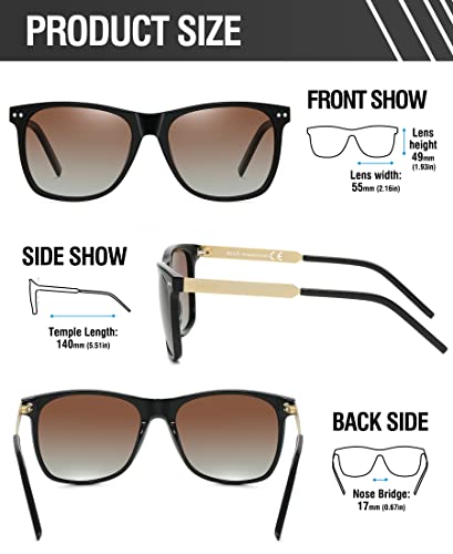 DUCO Polarized Sunglasses For Men Sunglasses Mens Sun Glasses For Driving Fishing Acetate Rectangle Frame 100% UV Protection 2143