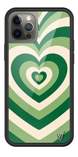 Wildflower Cases - Matcha Latte Love Case, Compatible with Apple iPhone 12/12 Pro | Green, White, Hearts, Ombre, Trendy - Protective Black Bumper, 4ft Drop Test Certified, Women Owned Small Business