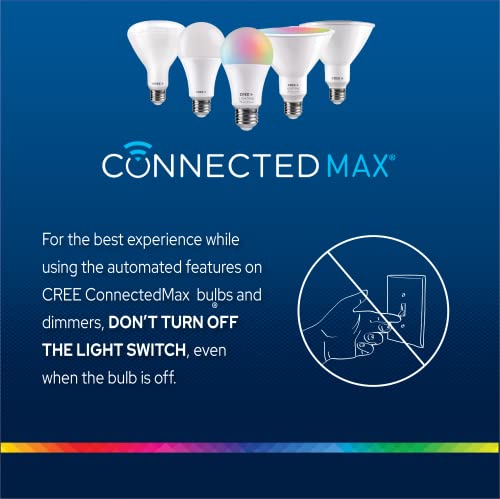 Cree Lighting Connected Max Smart Led Bulb Par38 Outdoor Flood Tunable White + Color Changing, 2.4 Ghz, Works with Alexa and Google Home, No Hub Required, Bluetooth + WiFi, 1Pk