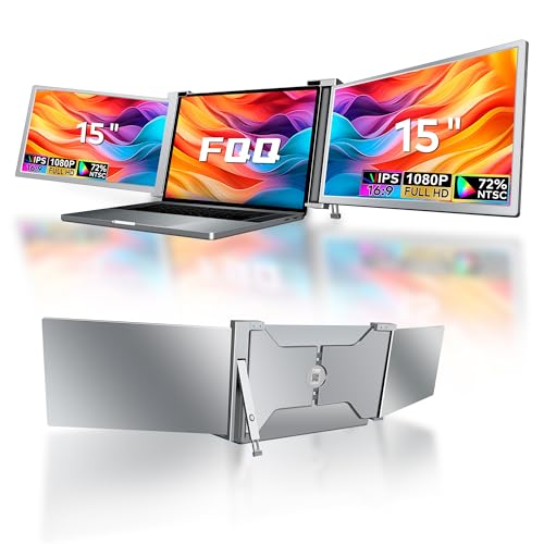 FQQ 14” Triple Laptop Screen Extender, 1920 * 1200P FHD IPS Portable Monitor for 15” - 17.3" Laptop, 16:10, Dual Monitor Display for Win/MAC (Not Suited to M1/M2/M3 Chips), HDMI/USB-C Plug & Play.