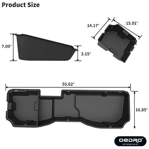 oEdRo Upgraded Rear Under Seat Storage Box Compatible with 2014-2018 Chevrolet Silverado/GMC Sierra 1500, 2015-2019 Silverado/Sierra 2500HD 3500 HD Crew Cab - Unique Black 2-in-1 Underseat Organizer