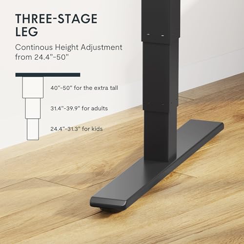 FLEXISPOT E6 Bamboo Dual Motor 3 Stages Standing Desk 48x24 Inch Whole-Piece Board Electric Height Adjustable Desk Stand Up Desk Large Load Capacity(Black Frame + Bamboo Desktop)