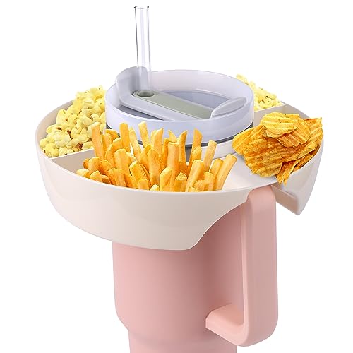 BABORUI Snack Tray for Stanley 30 oz Tumbler with Handle, Tumbler Snack Bowl Compatible with Stanley Cup 30 oz, Reusable Snack Ring for Stanley Cup Accessories(ABS White)