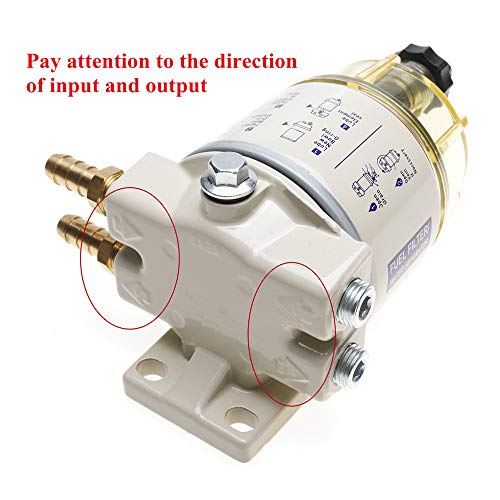 iFJF R12T Fuel Water Separator Marine 120AT NPT ZG1/4-19 Automotive Parts with Fitting -Complete Combo Filter Diesel Engine(Includes 2 fittings,2 plugs)