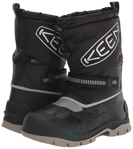 KEEN Snow Troll Insulated Waterproof Pull On Winter Boots, Black/Silver, 5 US Unisex Big Kid